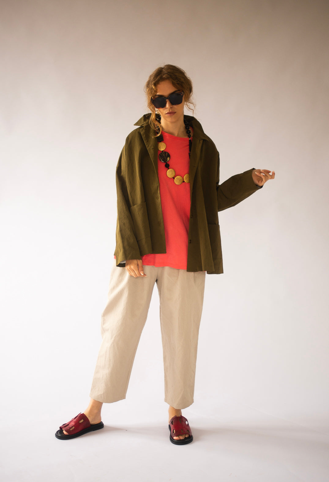 Barrel Leg Trouser in Ecru