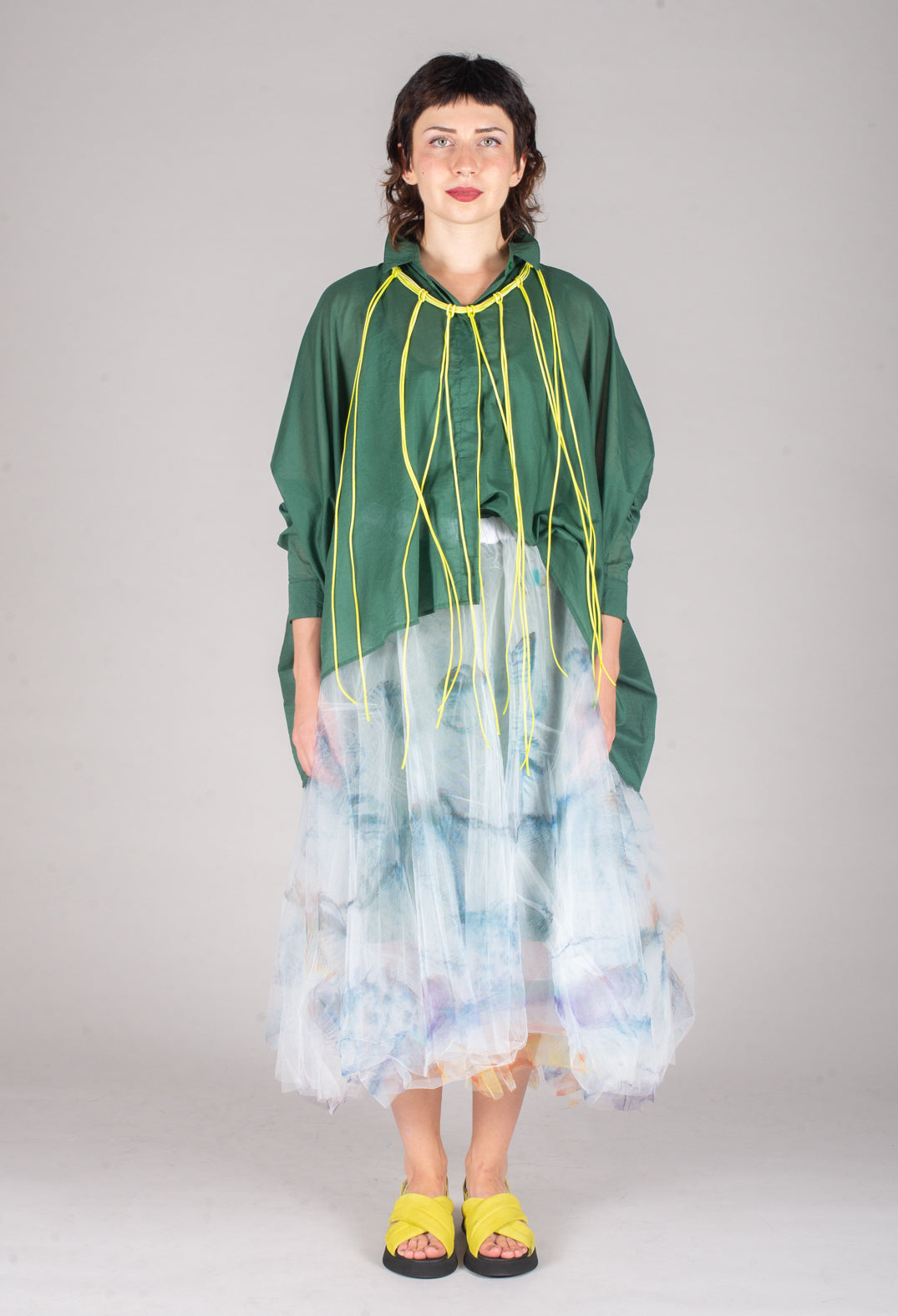 Printwork Tulle Skirt in Blue