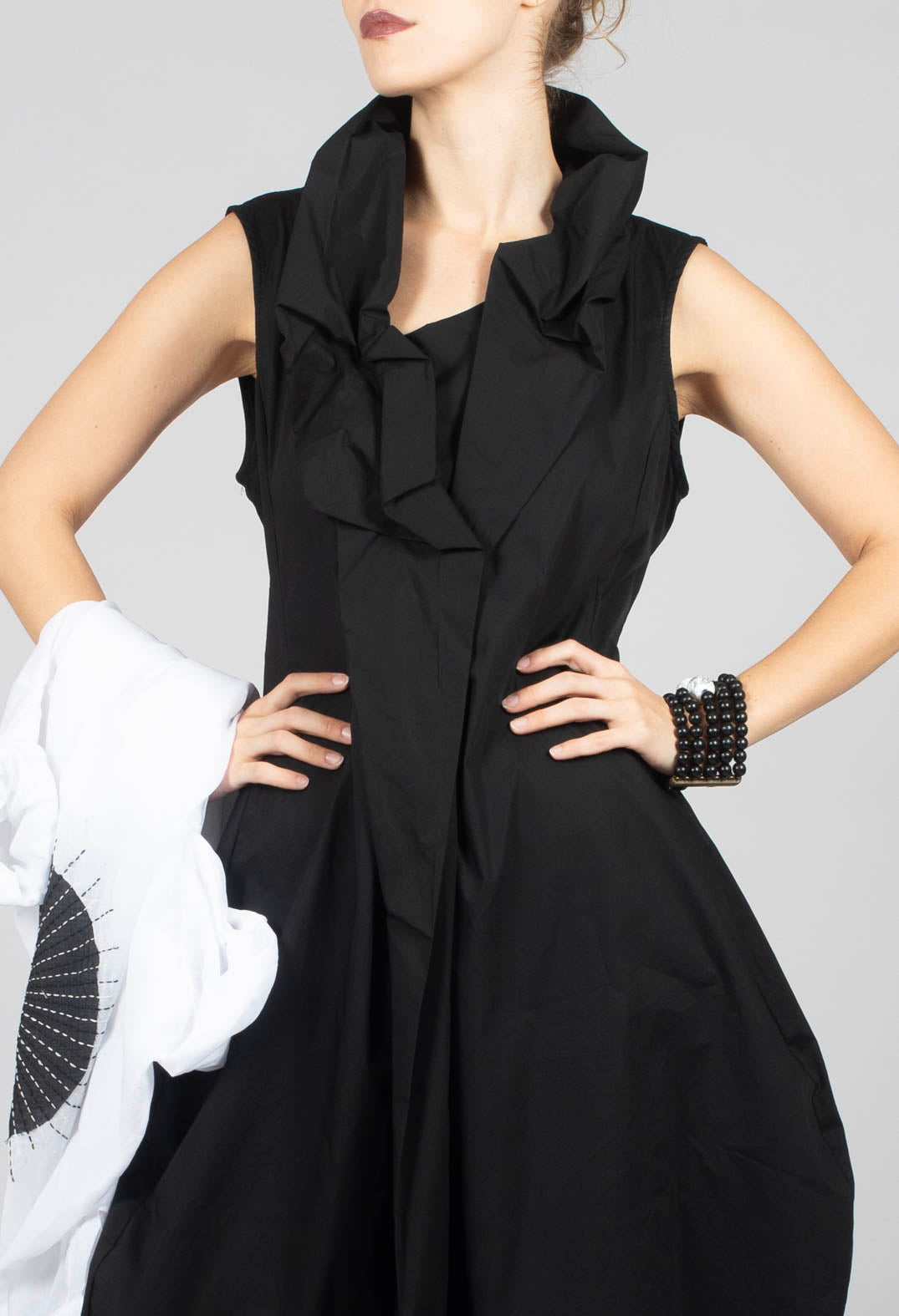 Ruffle Collar Dress in Friday Black