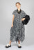 Handkerchief Hem Dress in Black with White Seregraphy