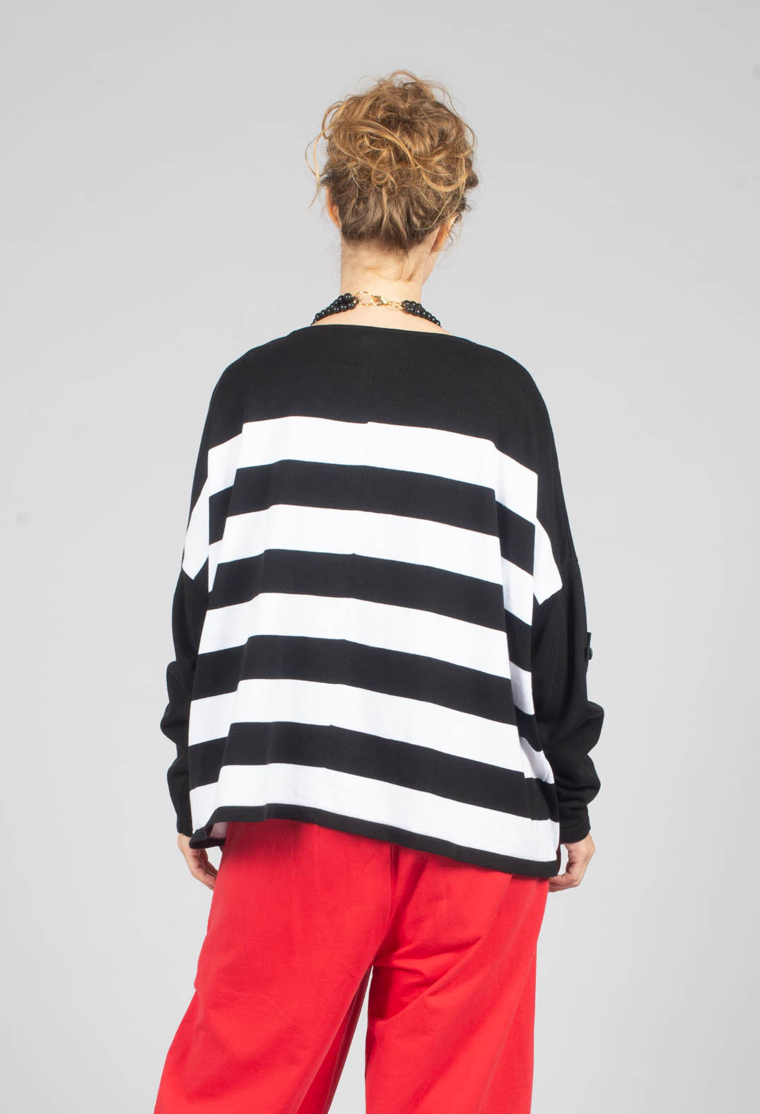 Knitted Box Jumper in Block Stripe