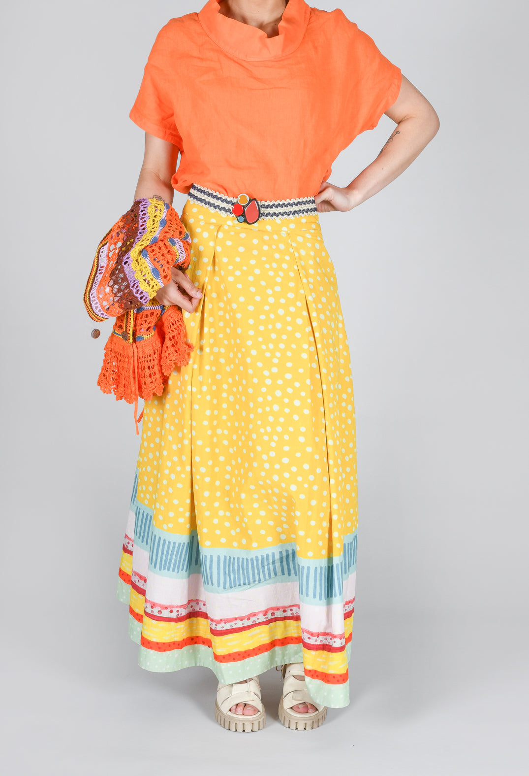 Pleated Maxi Skirt in Yellow