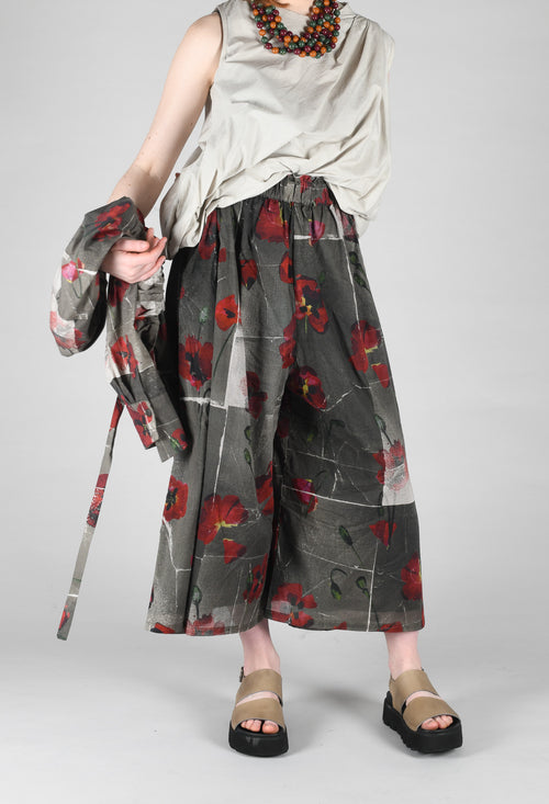 Printed Tanto Trousers in Shitake Flower
