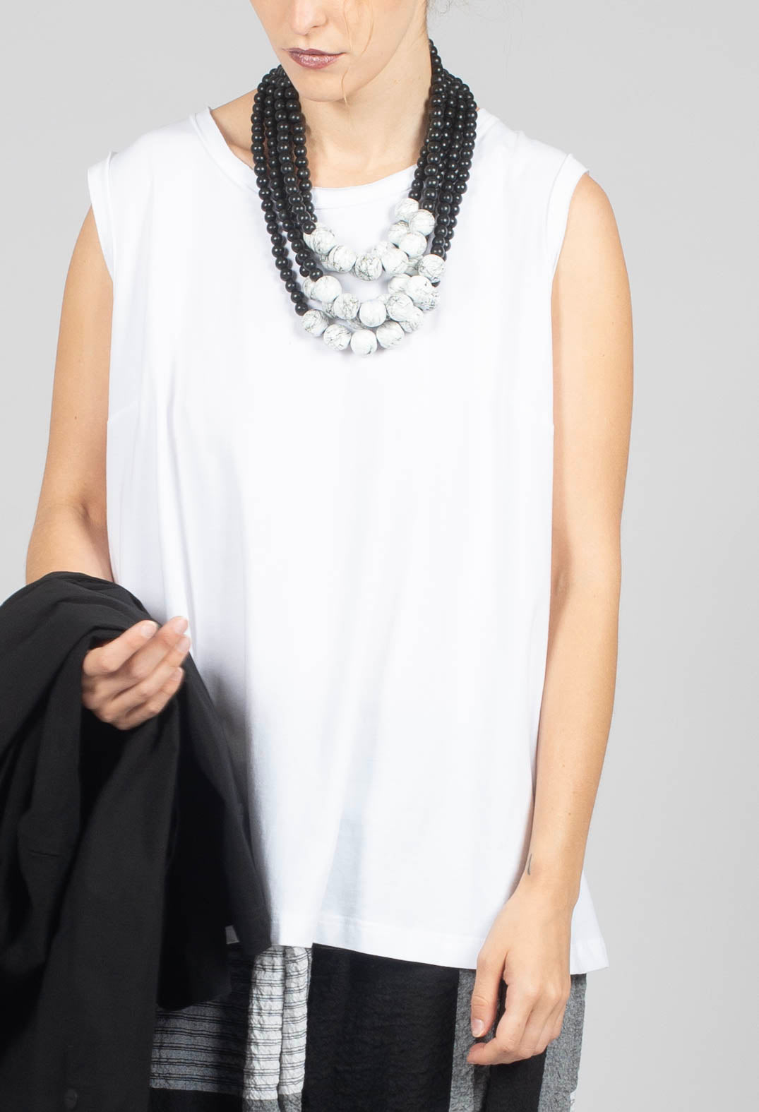 Sleeveless Swing Style T Shirt in White