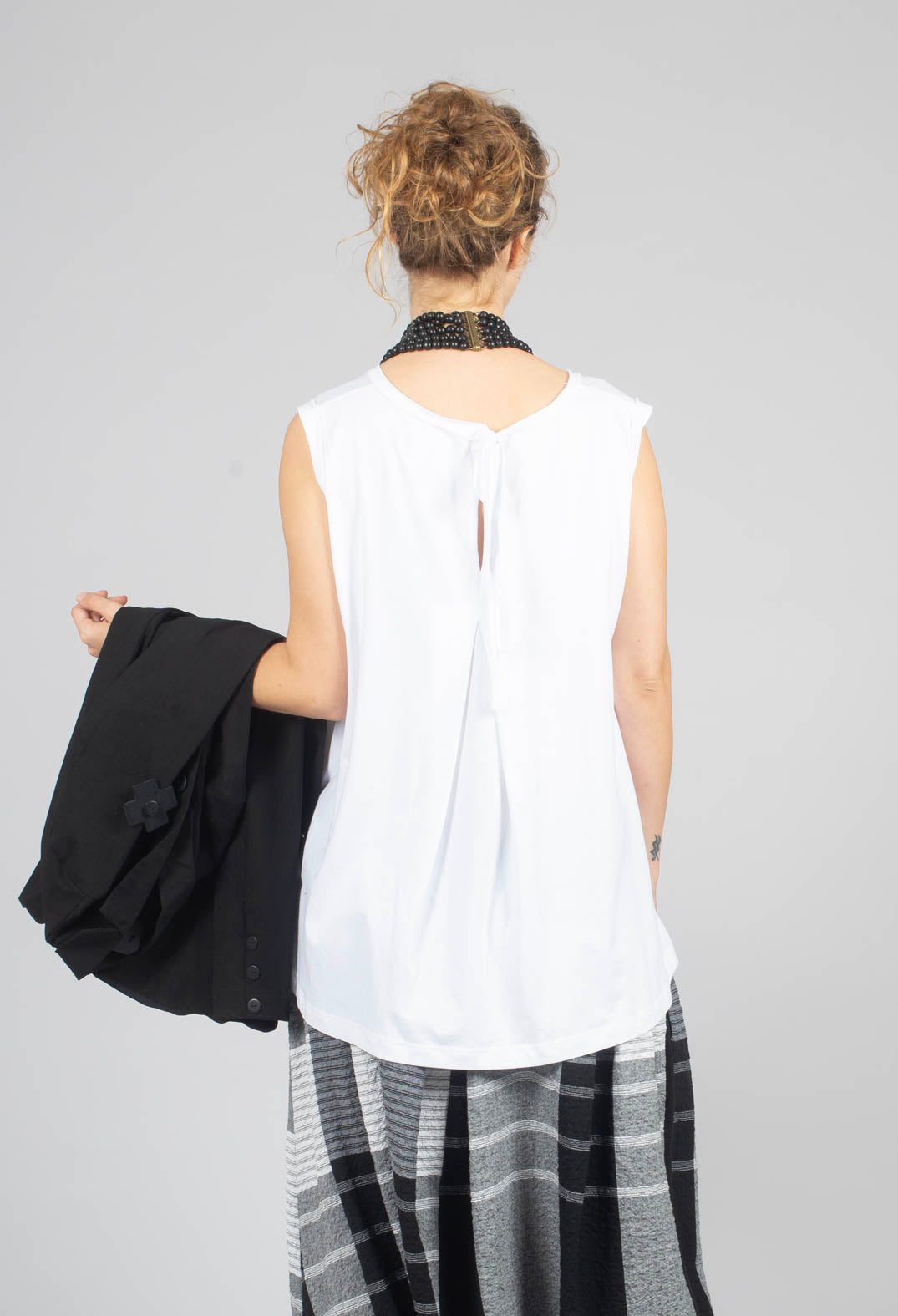 Sleeveless Swing Style T Shirt in White