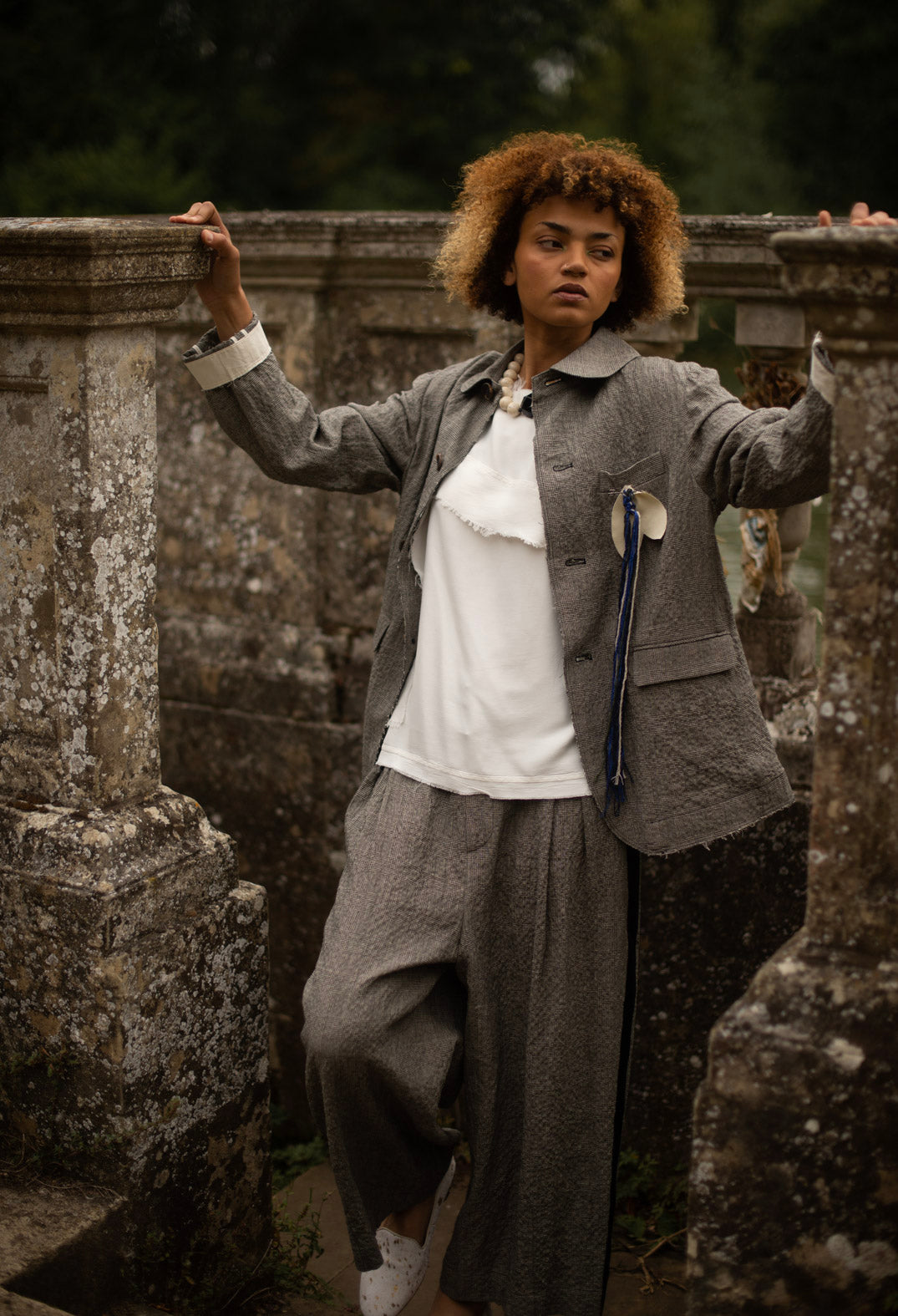 Cropped Trousers in Black and White