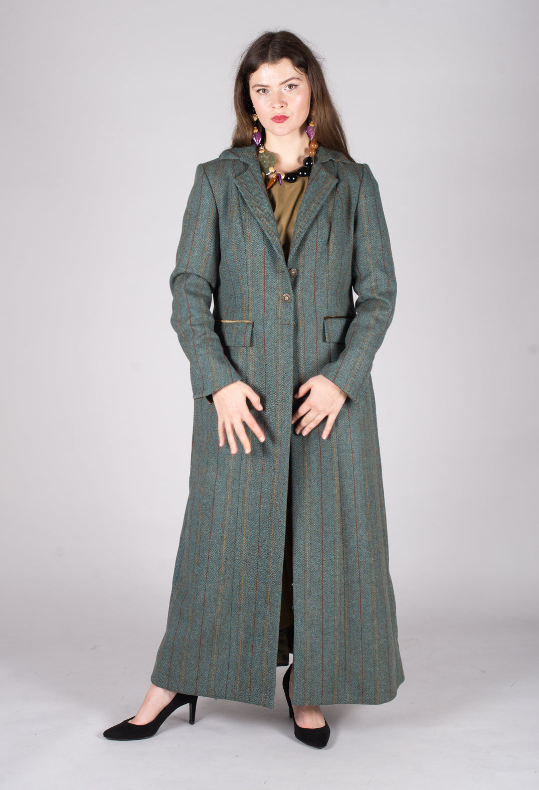 Classic Tweed Coat in Blue Tweed