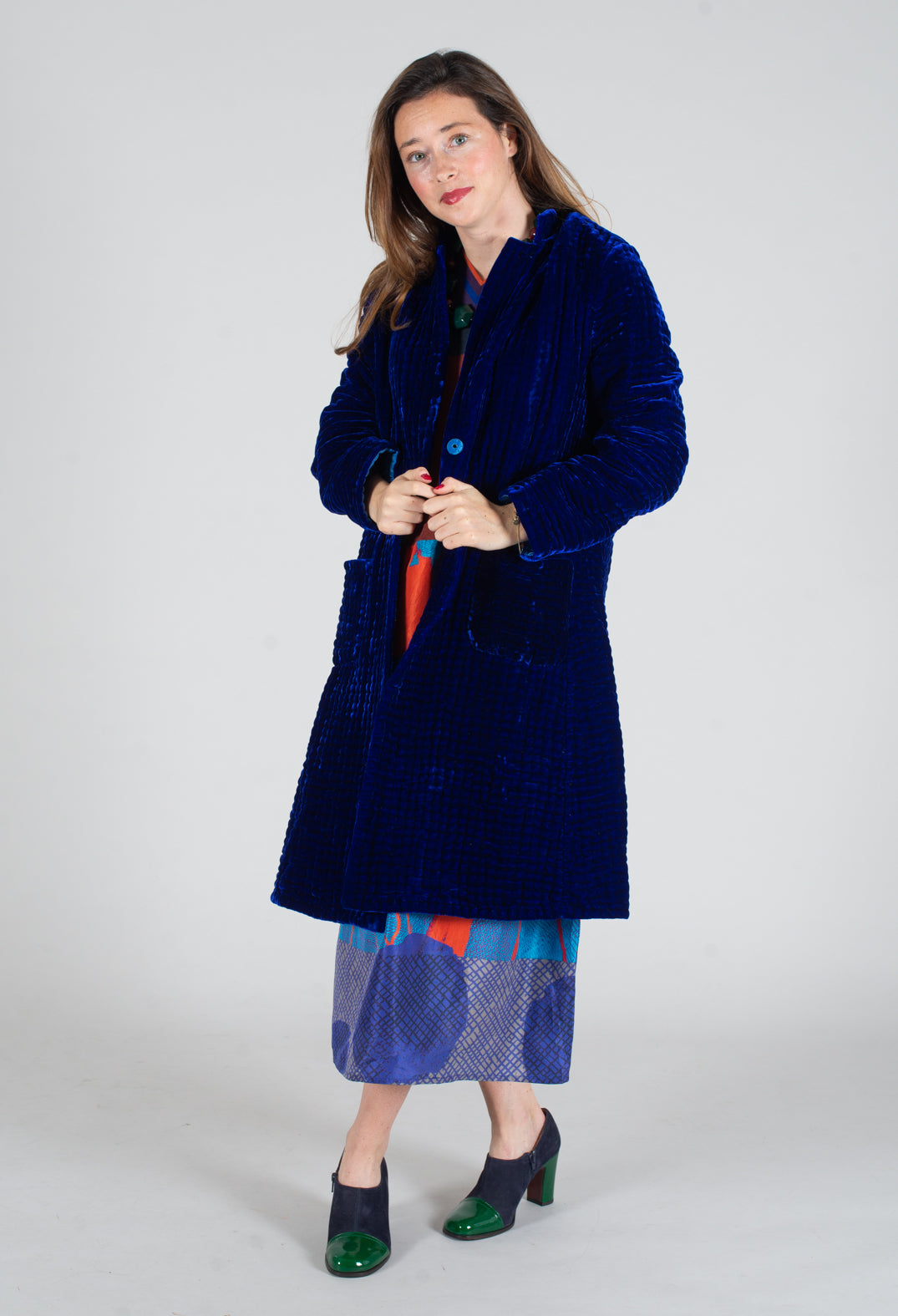 Colette Pomegranate Jacket in Velvet Plain Cobalt