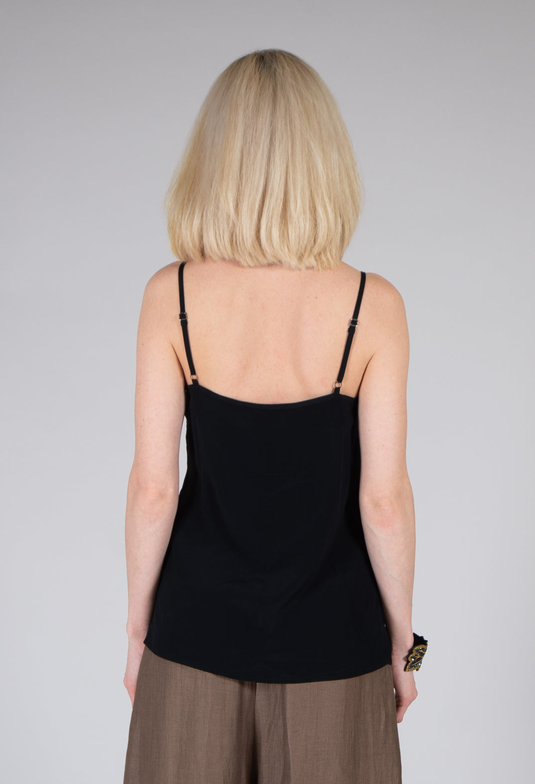 Beatrice B cami top in black with lace detail