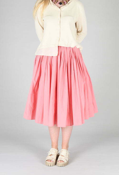 Pleated Midi Skirt in Pink
