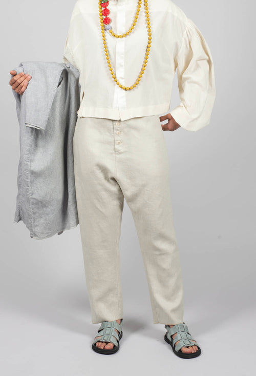 Raw Hem Trouser in Original Beige