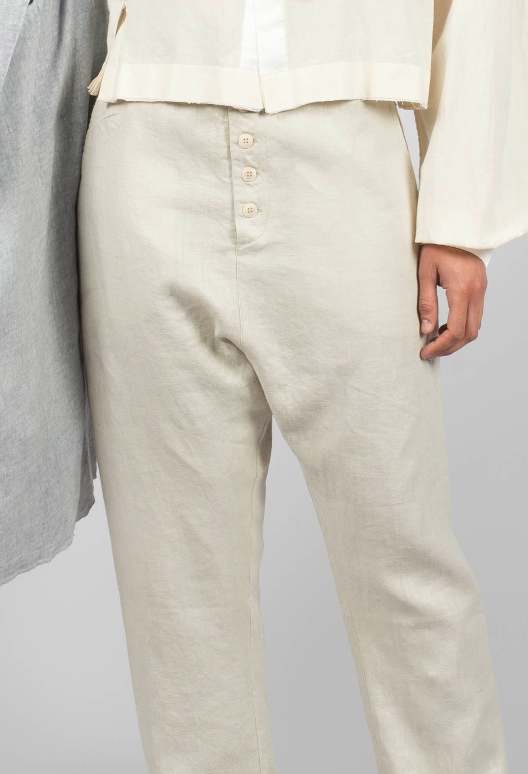 Raw Hem Trouser in Original Beige