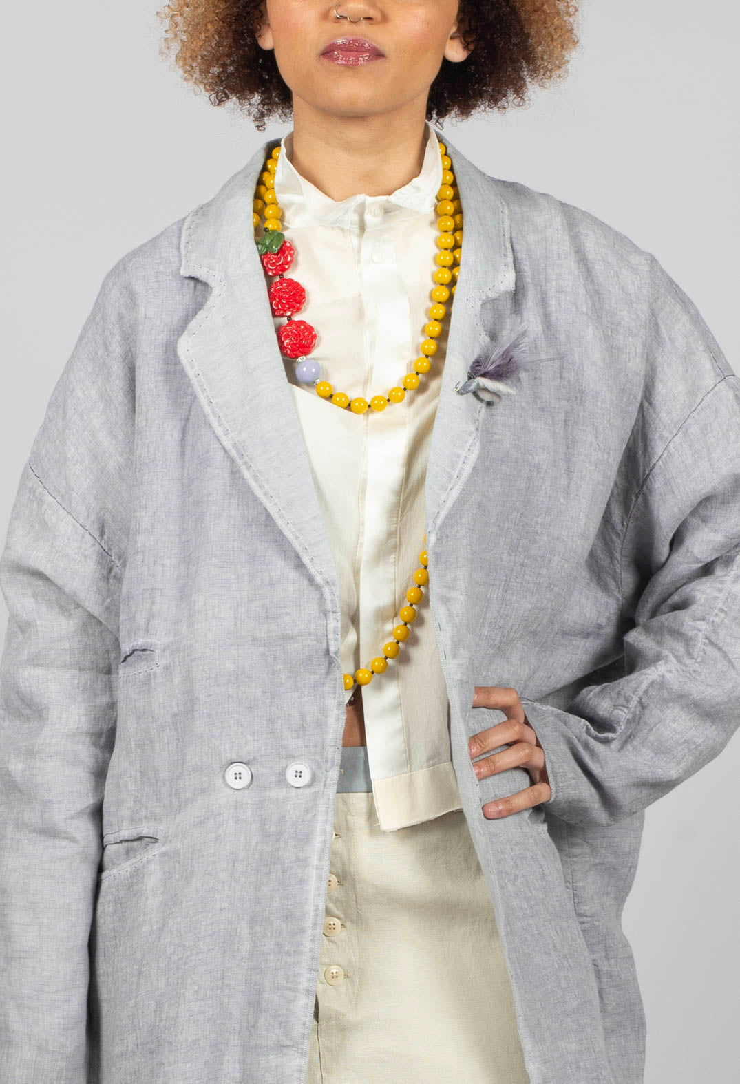 Stitch Cotton Overcoat in Original Grey