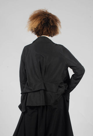 Open Collar Jacket with Hemline Feature in Black