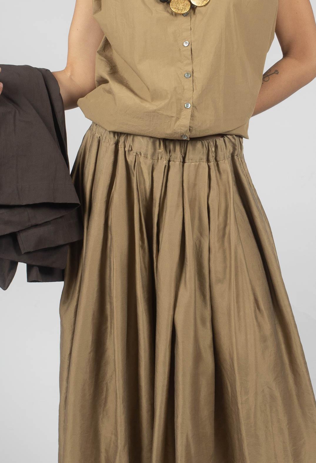 Pleated Long Skirt SC in Gold