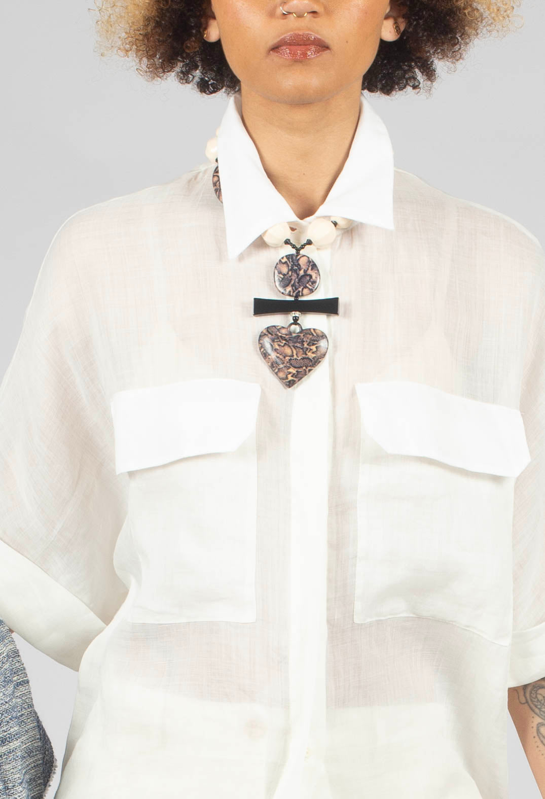 Shirt with Large Pockets in Avorio
