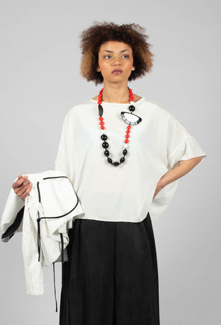Drop Shoulder Short Sleeve Top in Original Off White