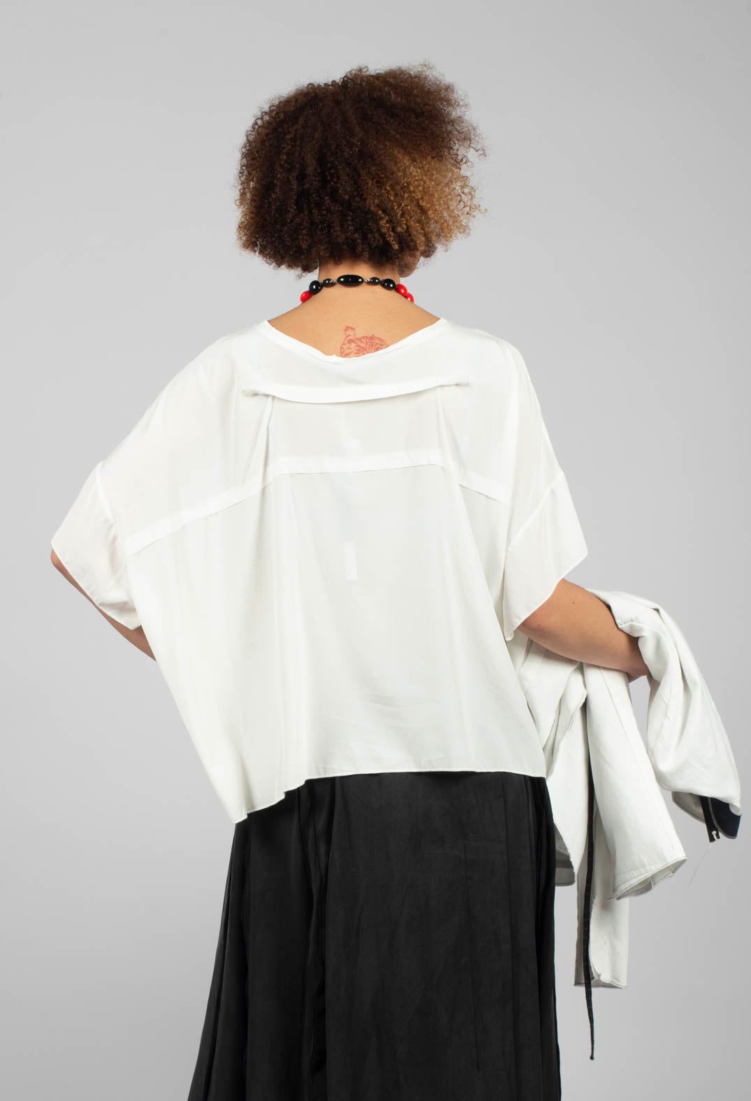 Drop Shoulder Short Sleeve Top in Original Off White