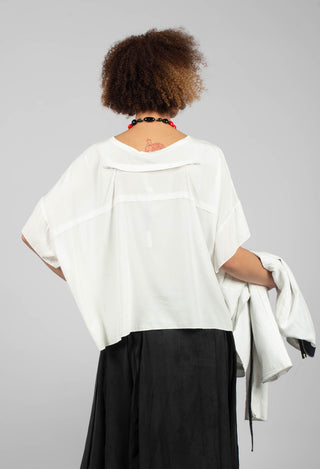 Drop Shoulder Short Sleeve Top in Original Off White