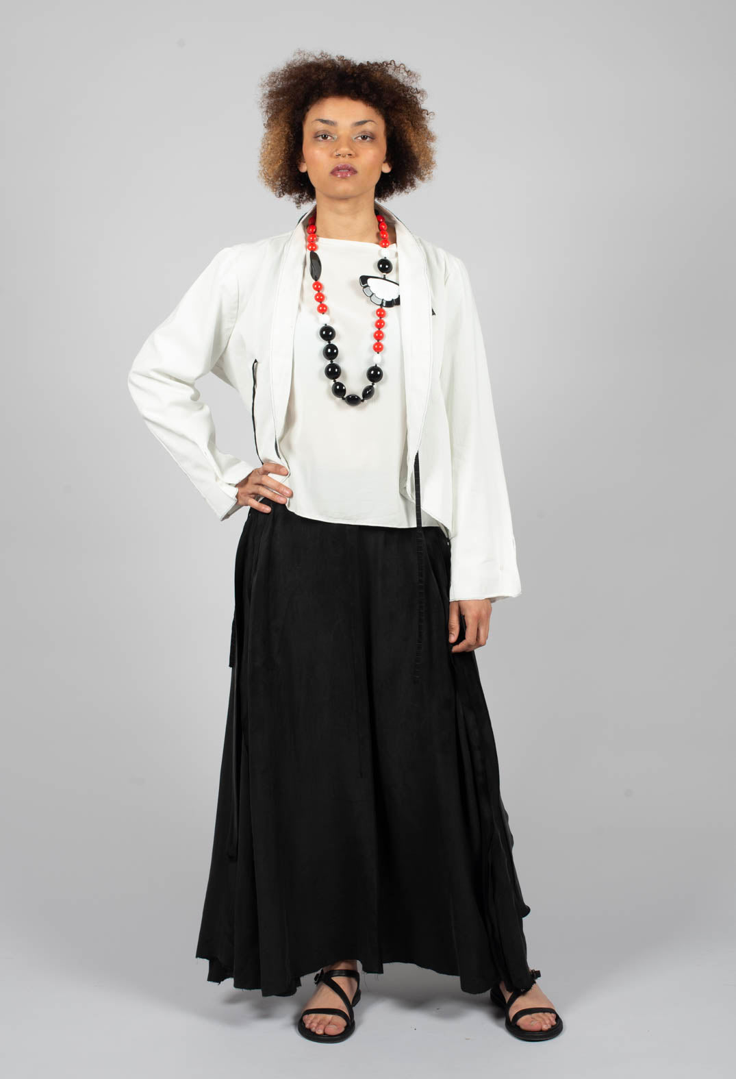 Collarless Jacket in Original White