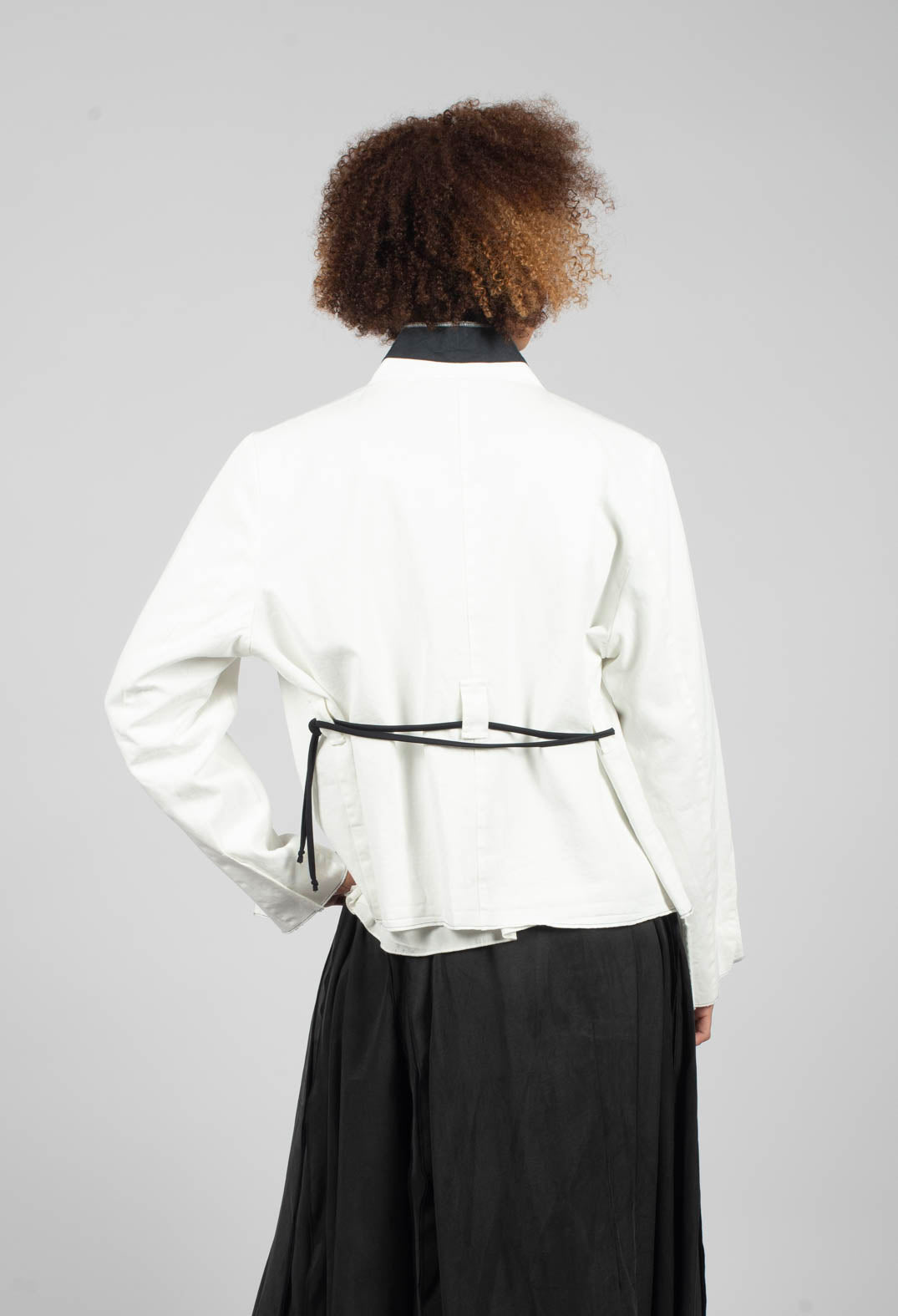 Collarless Jacket in Original White