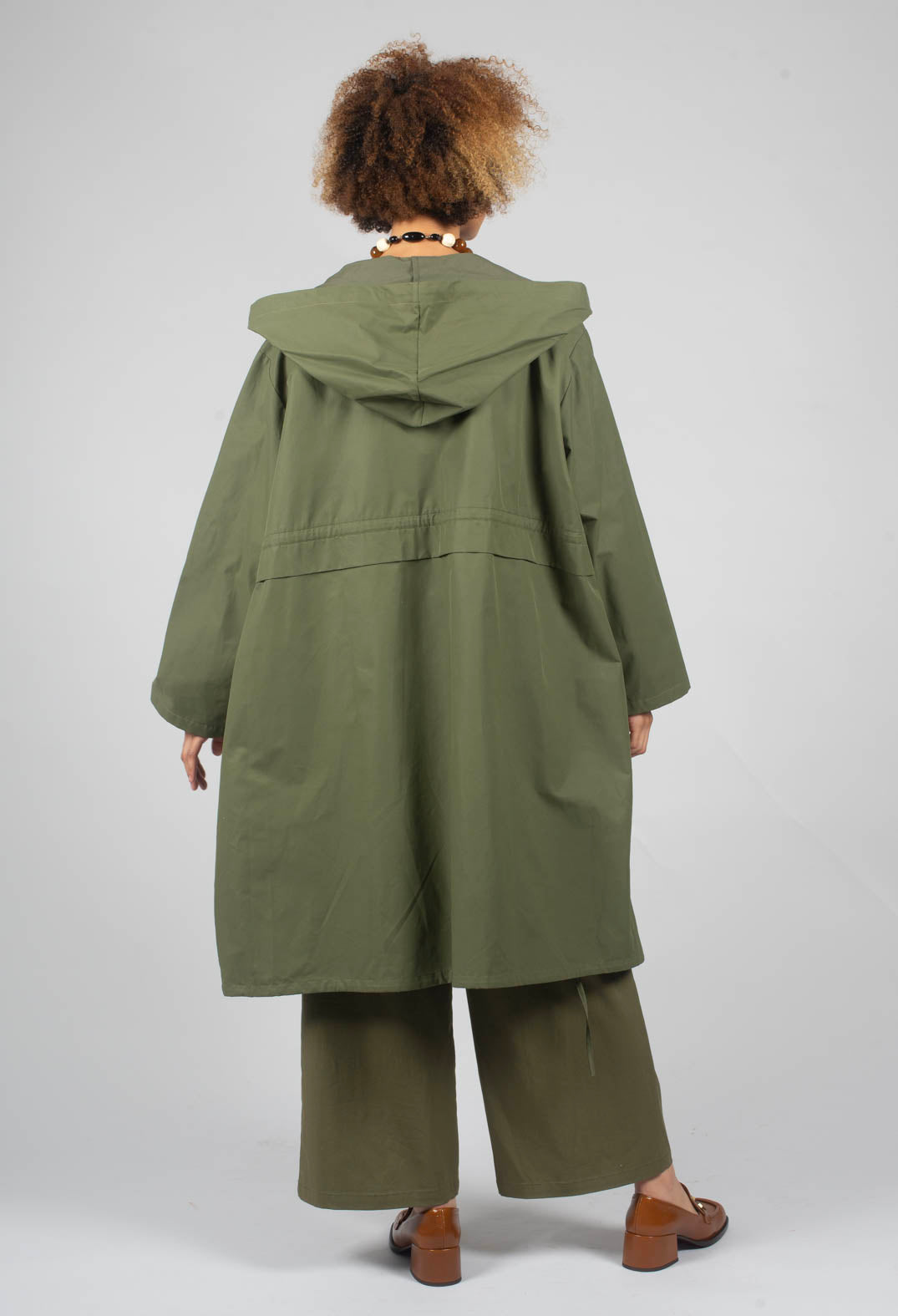 Drawstring Parka Coat in Ficus