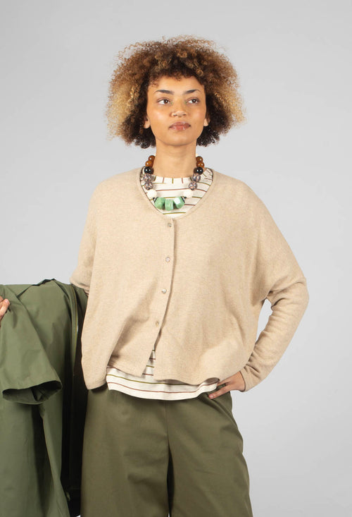 V-Neck Cardigan in Sand
