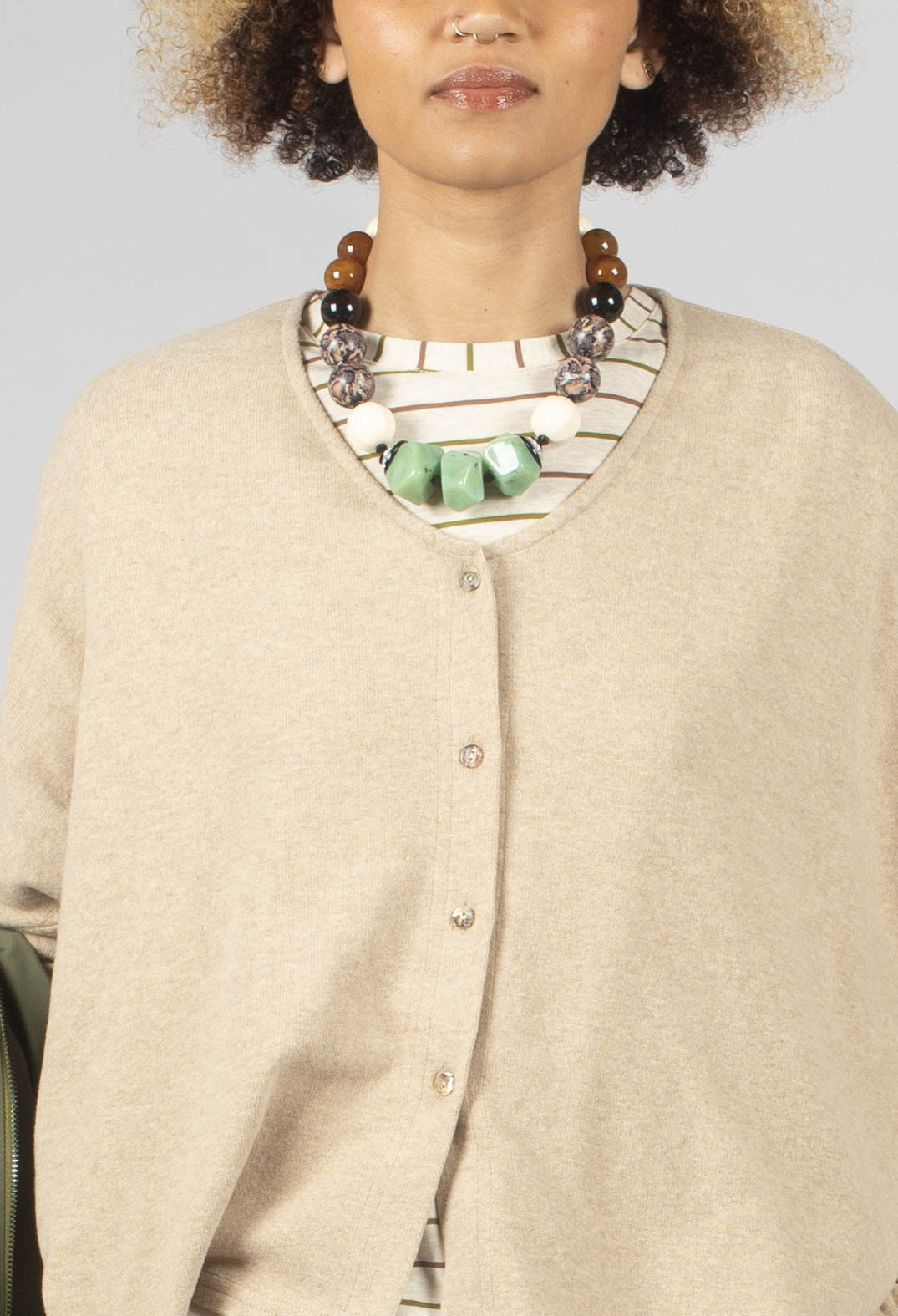 V-Neck Cardigan in Sand