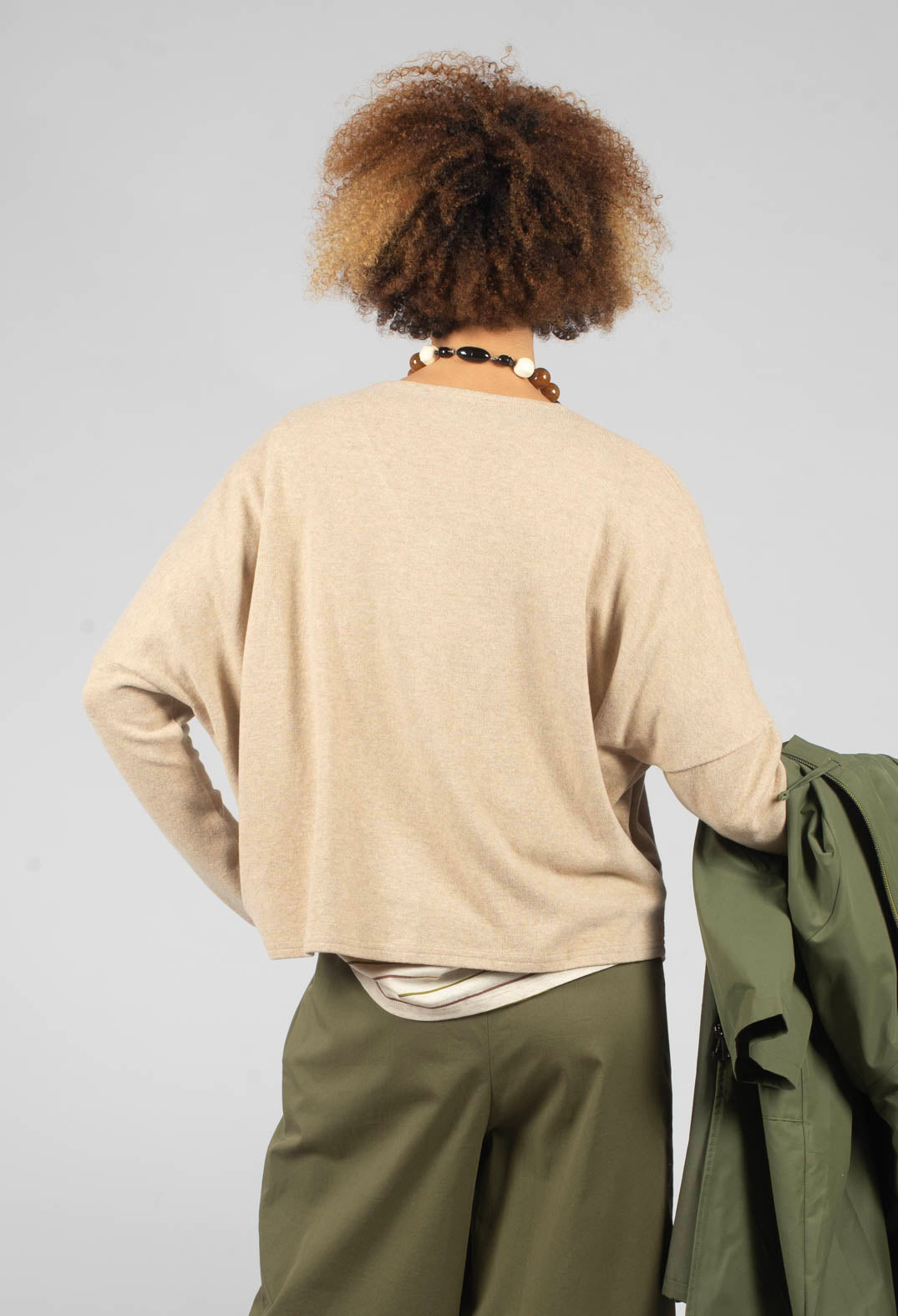 V-Neck Cardigan in Sand