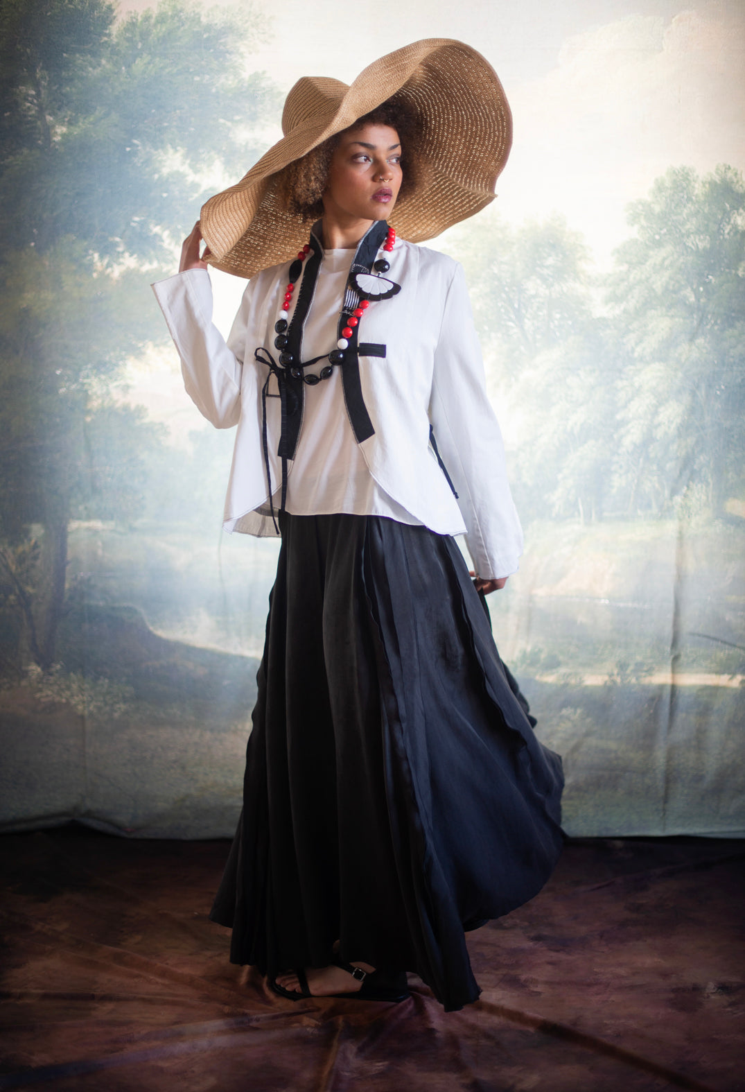 Collarless Jacket in Original White