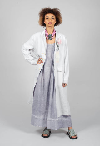 Longline Patch Pocket Coat in Original Gray Stripe