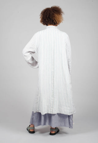 Longline Patch Pocket Coat in Original Gray Stripe