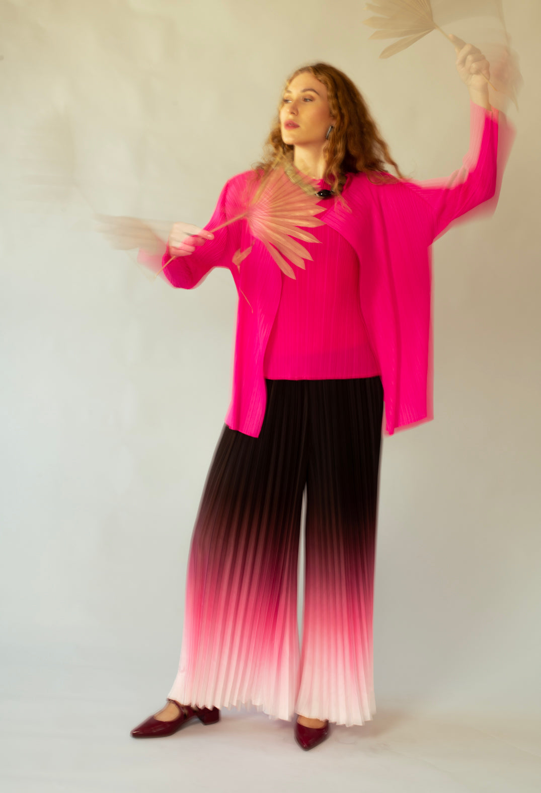 Boxy Trousers in Chocolate and Pink