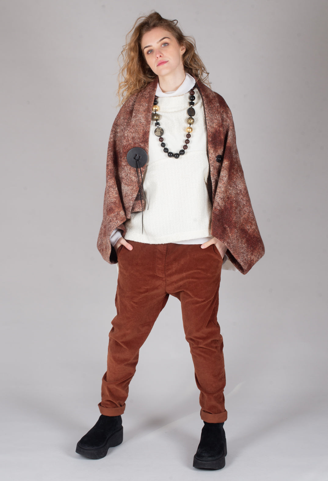 Felted Cape in Brown