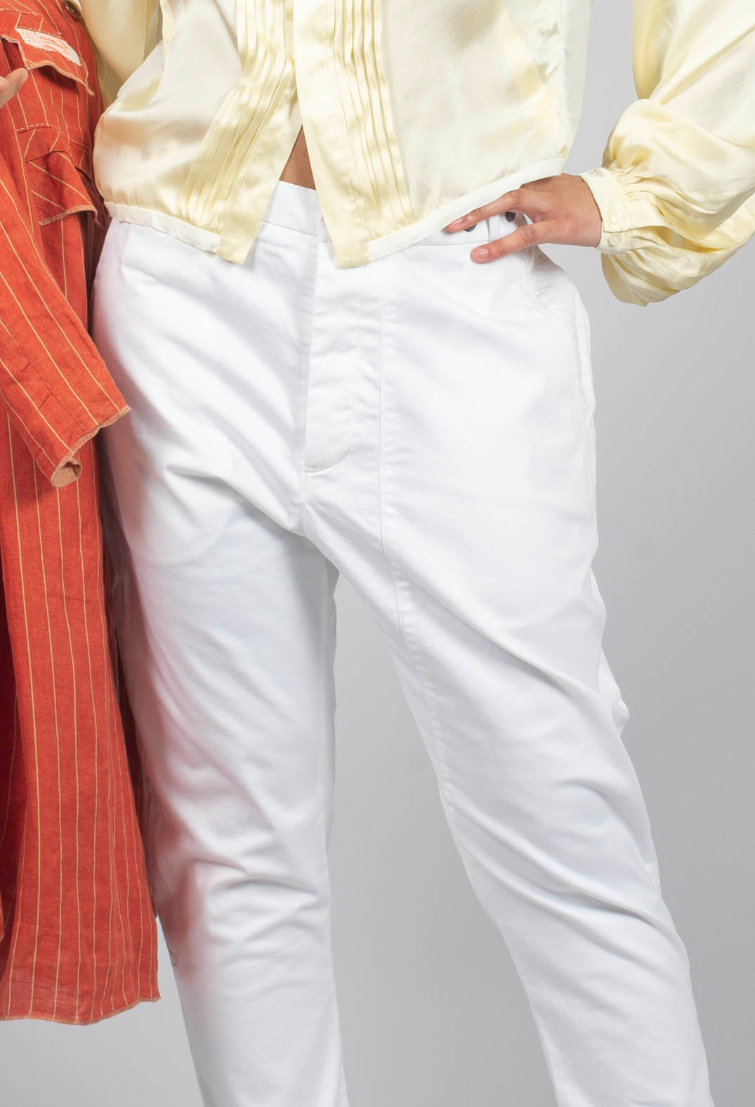 Button Detail Waist Pants in Original Beige