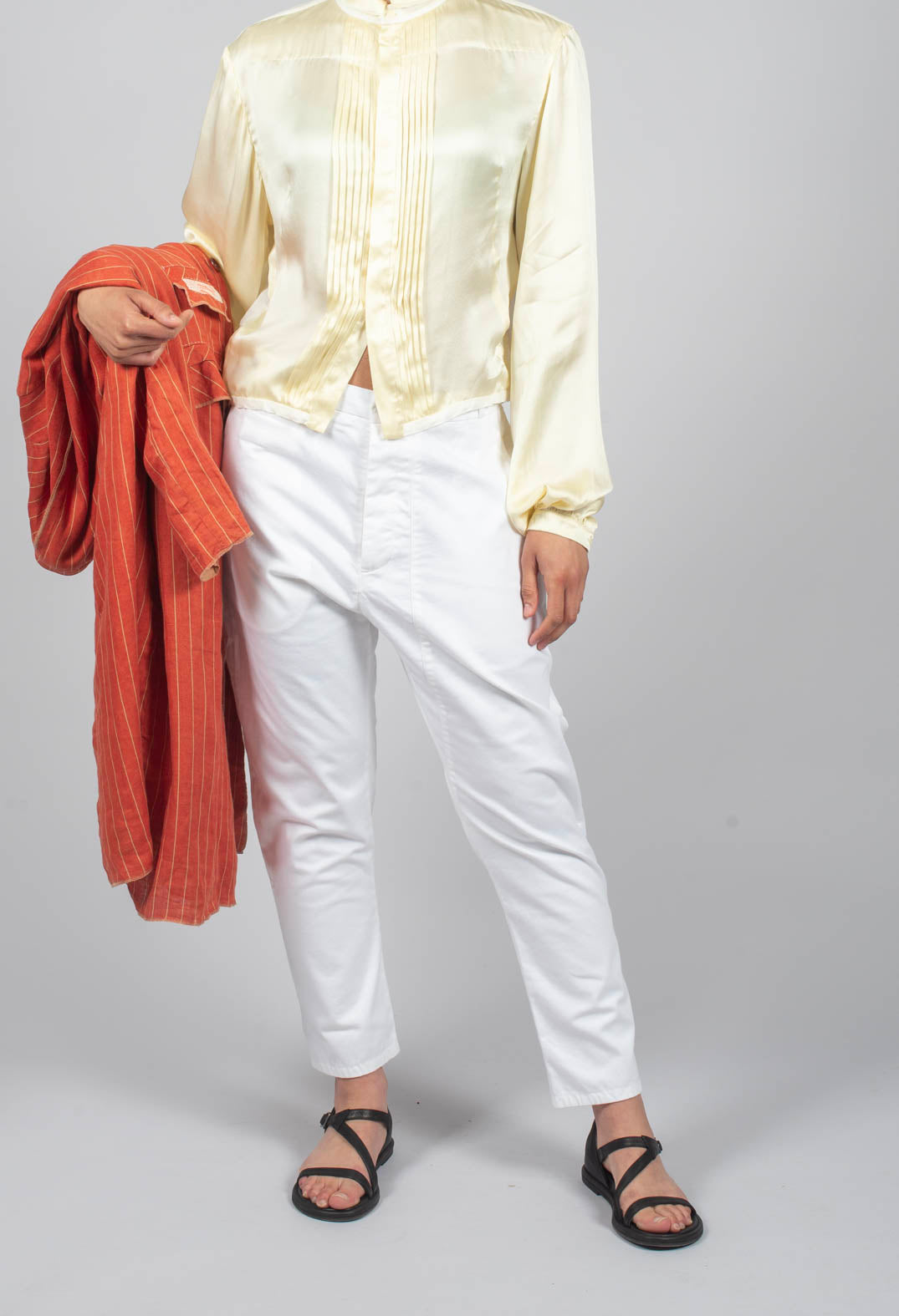 Button Detail Waist Pants in Original Beige