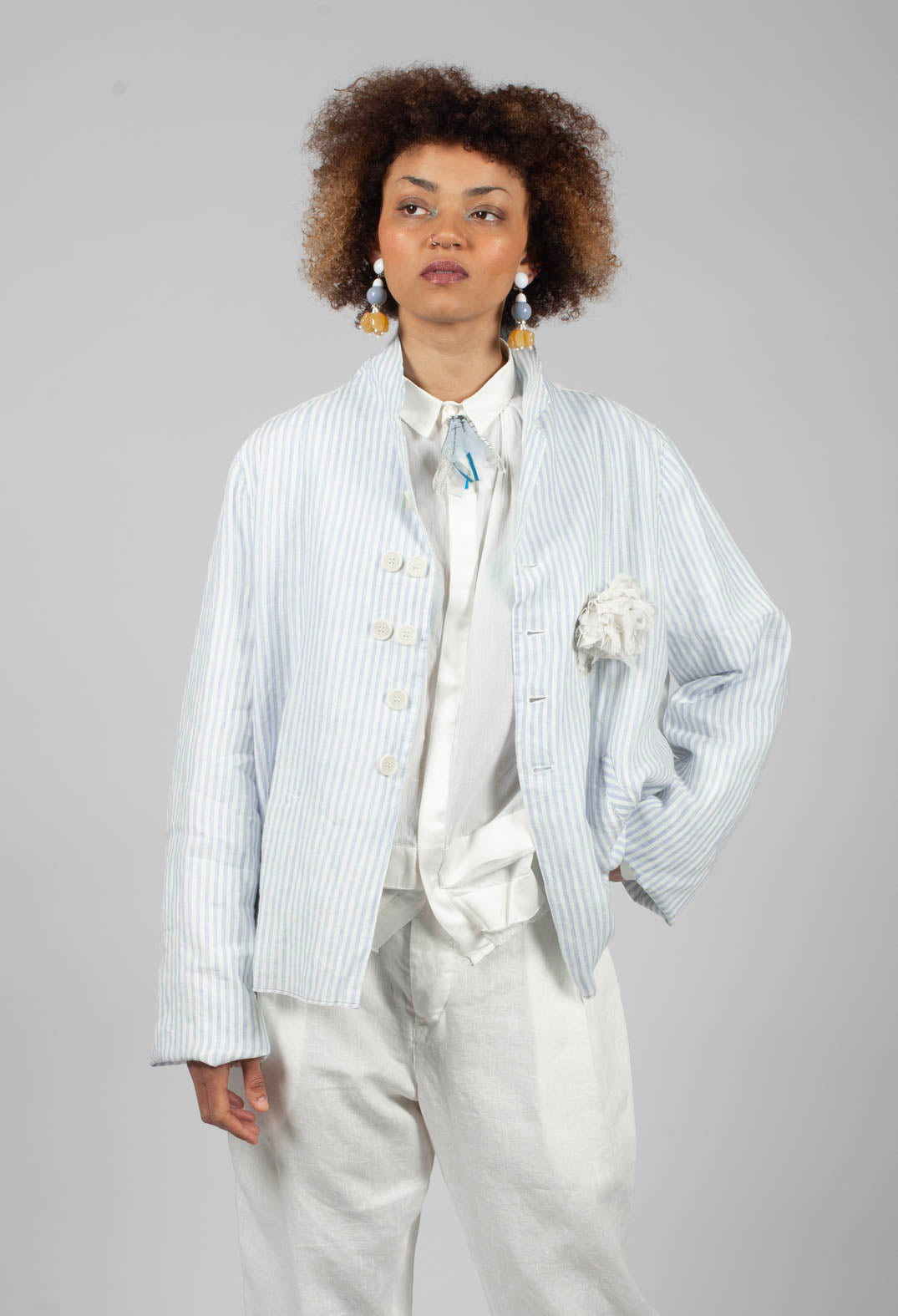 Oversized Sleeve Jacket in Original Stripe Blue