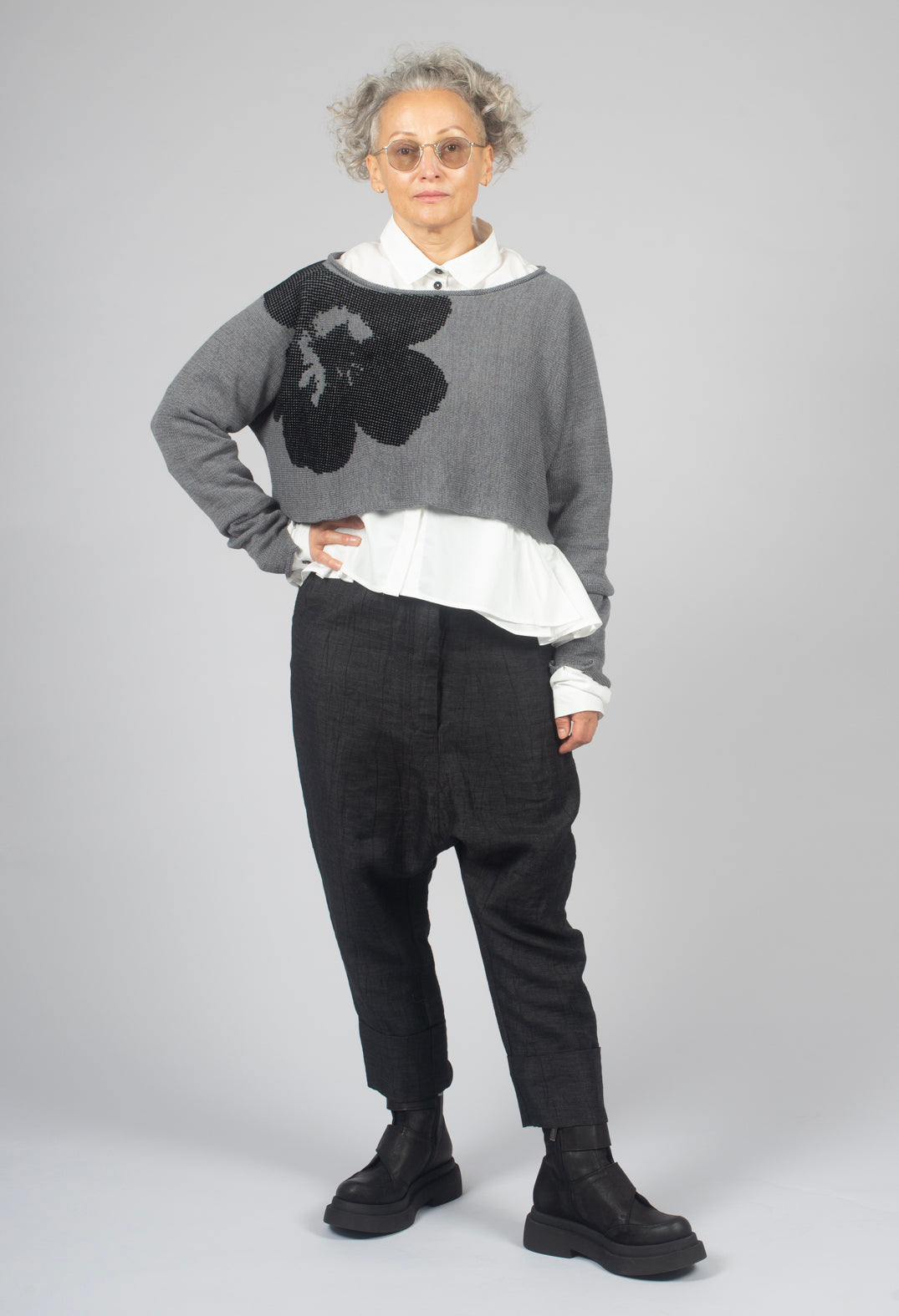 Drop Crotch Belted Trousers in Crow - 1080104