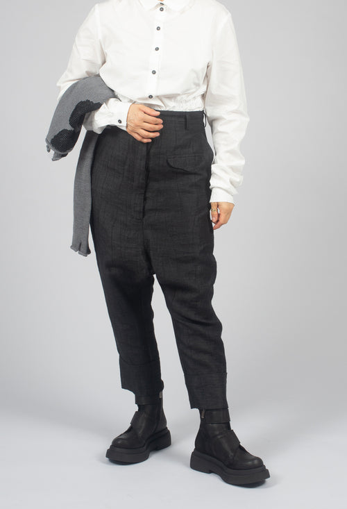 Drop Crotch Belted Trousers in Crow - 1080104