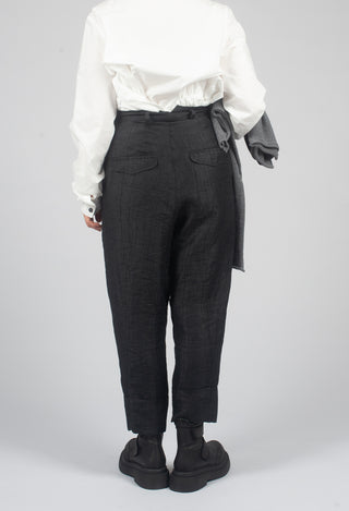 Drop Crotch Belted Trousers in Crow - 1080104