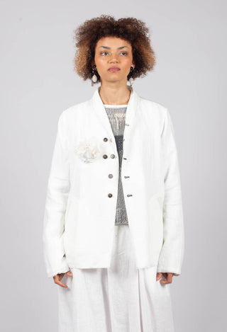 Detachable Brooch Short Jacket in Original White