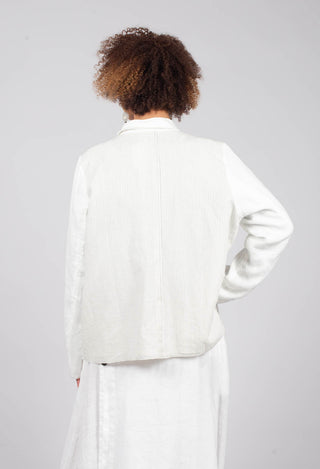 Detachable Brooch Short Jacket in Original White