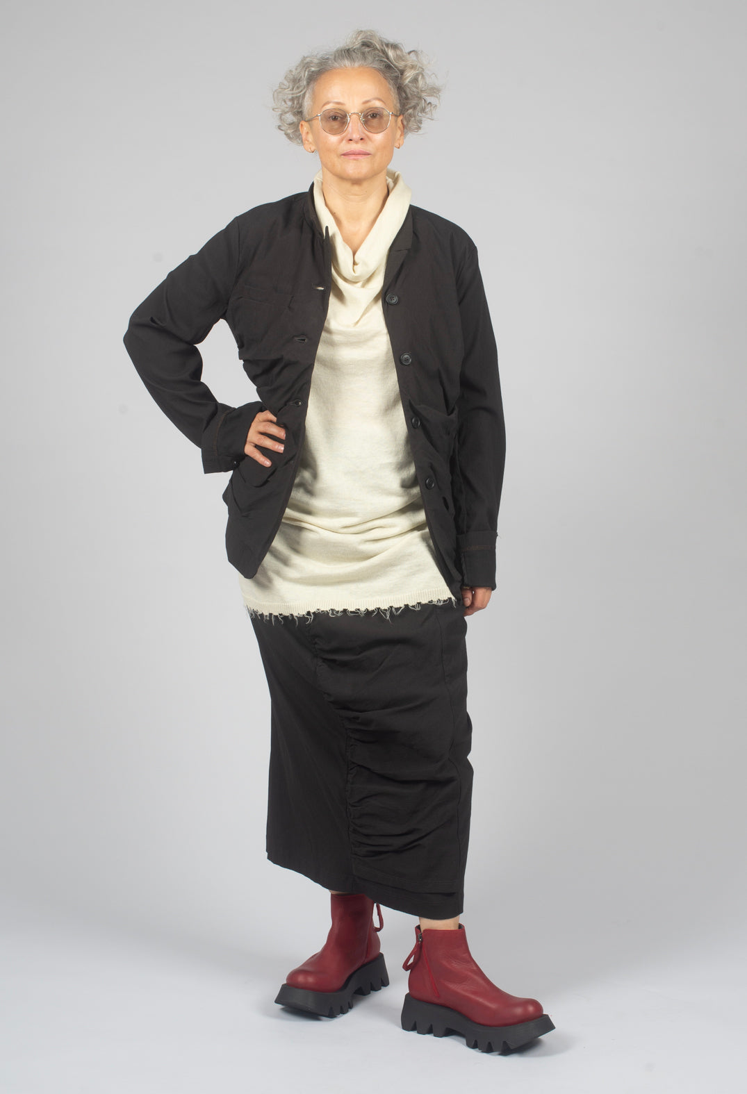 Pull On Ruched Pencil Skirt in Turf - 1210305