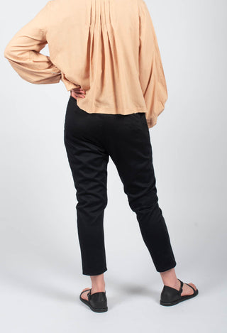 Button Detail Waist Pants in Black