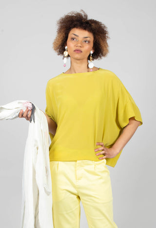 Drop Shoulder Short Sleeve Top in Yellow