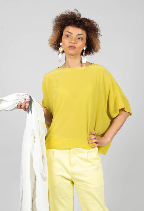 Drop Shoulder Short Sleeve Top in Yellow