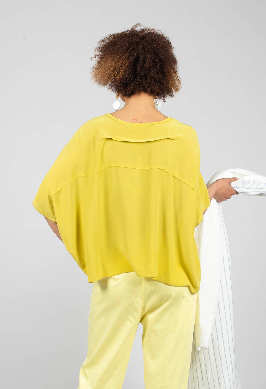 Drop Shoulder Short Sleeve Top in Yellow