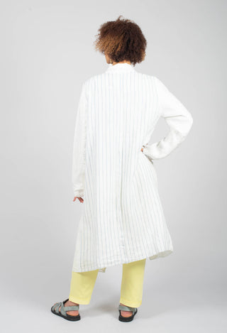 Longline Patch Pocket Coat in Original White Stripe