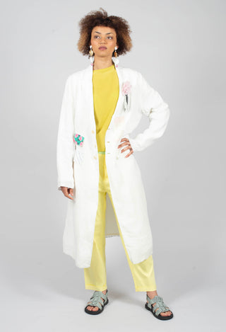 Longline Patch Pocket Coat in Original White Stripe