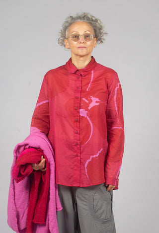 Pleated Back Cotton Shirt in Rose Print - 3600404